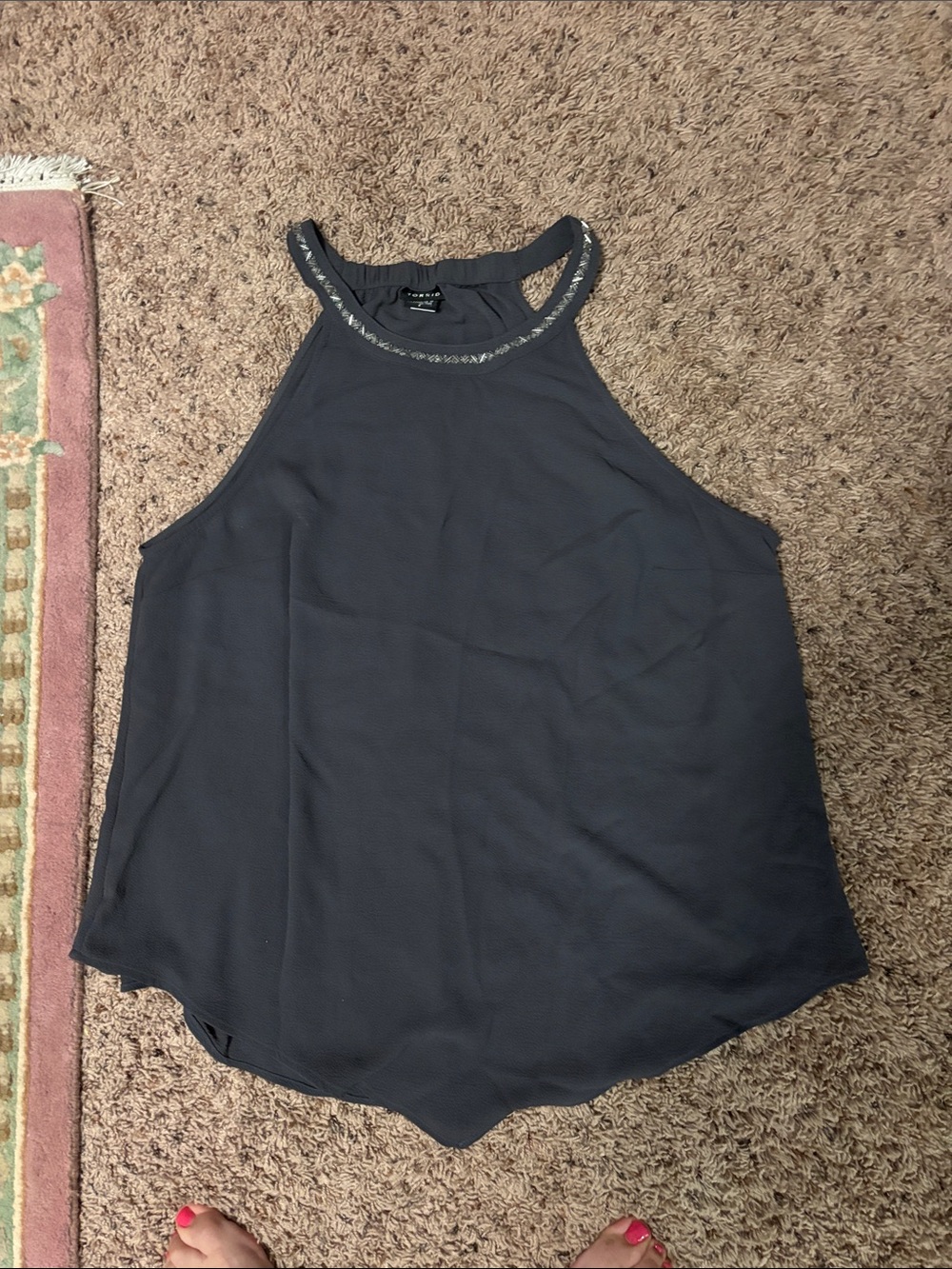 Torrid gray tank with rhinestone accent collar